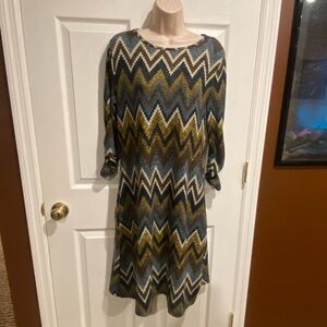 Robert Louis Chevron Patterned Dress NWT
